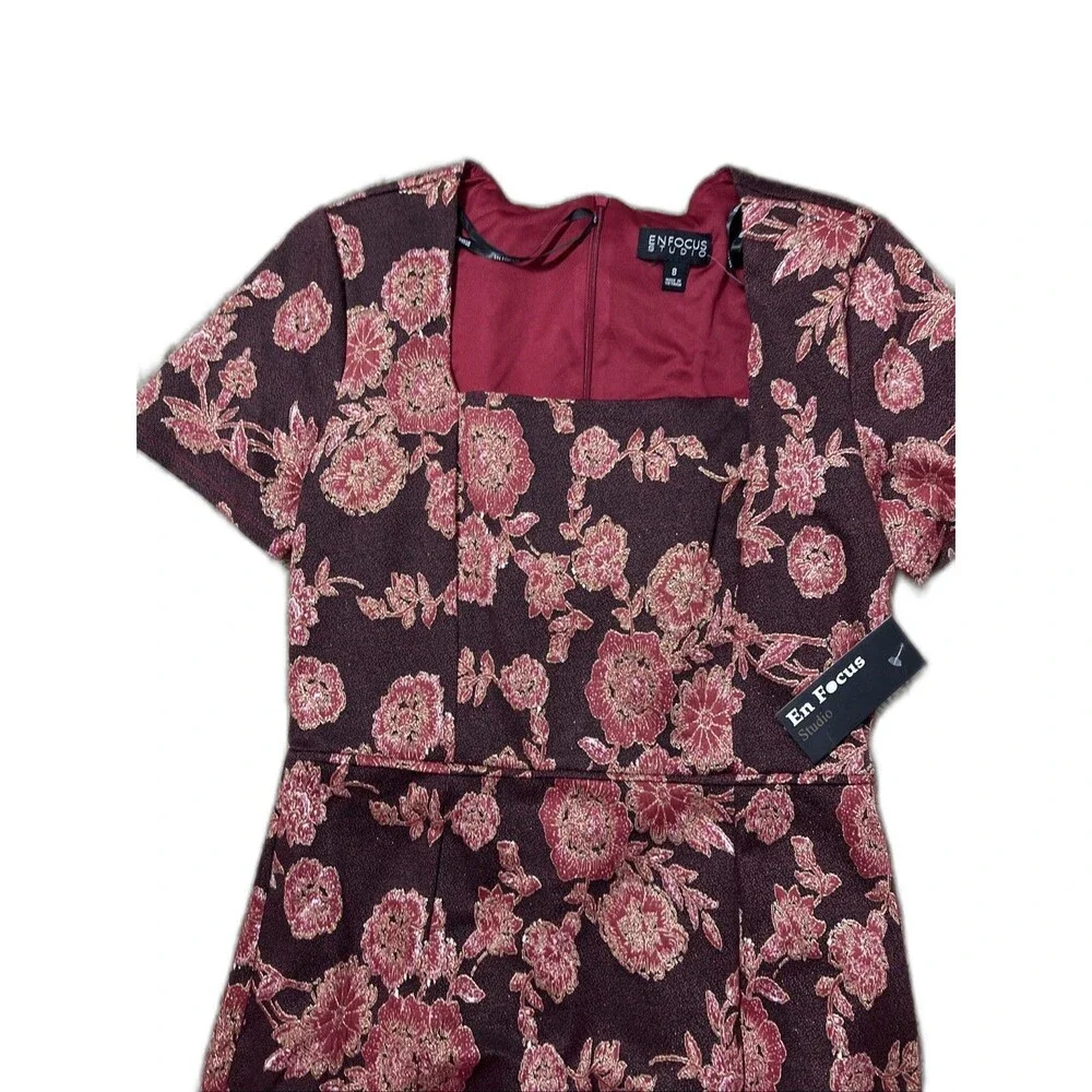 Enfocus Studio Womens Sheath Dress Black Burgundy Floral Size 8 NWT Free‎ Ship - Picture 5 of 8